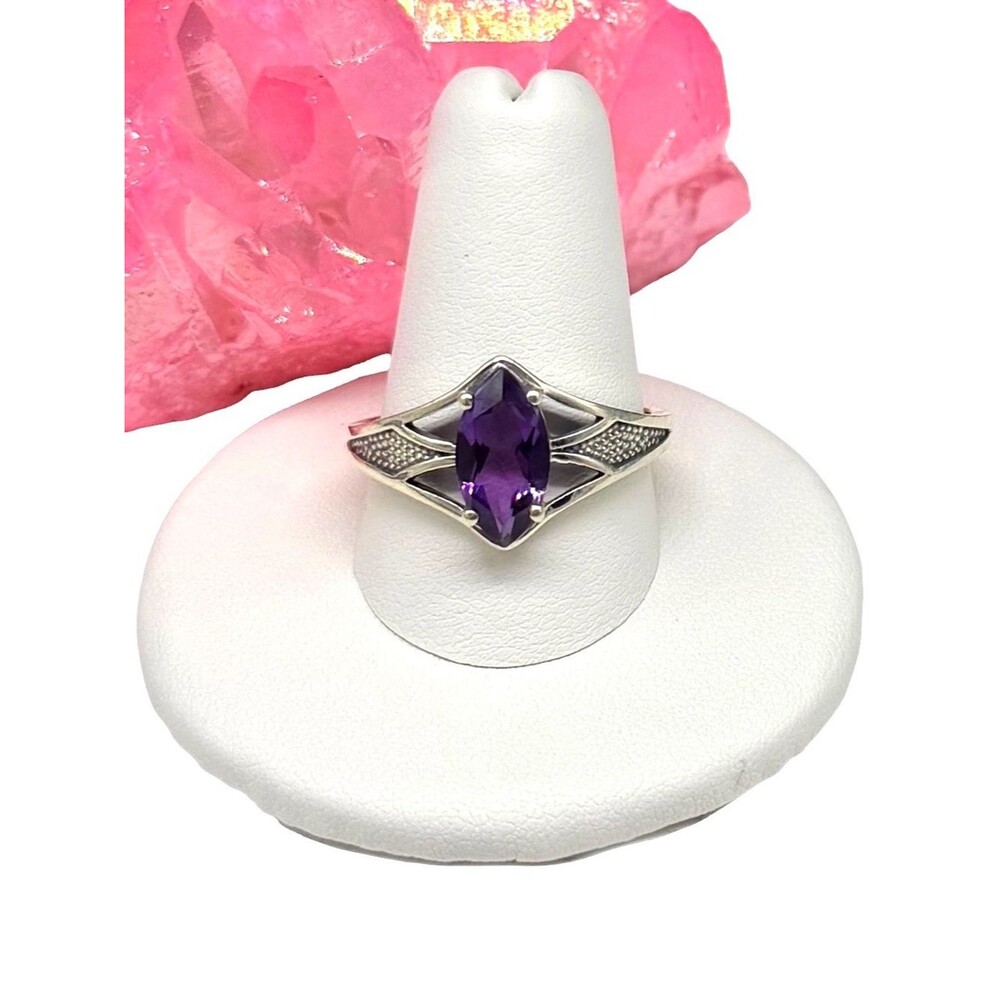 Amethyst Ring Size 10 Solid 925 Sterling Silver Marquise Cut